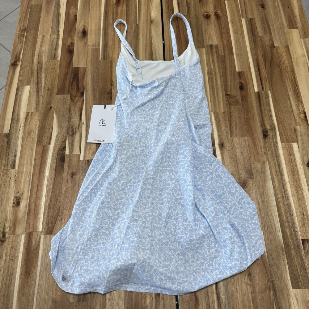 Rhoback Demi Active Dress Womens XL White Blue Floral Stretch Lined Golf NWT